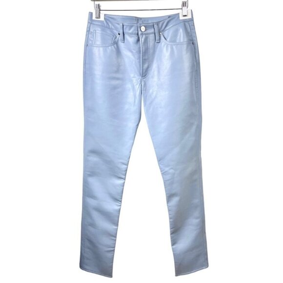 NEW GOLDSIGN The Stacked Roya Straight-Leg Leather Jeans in Jubilee Blue Size 27 - Picture 6 of 10